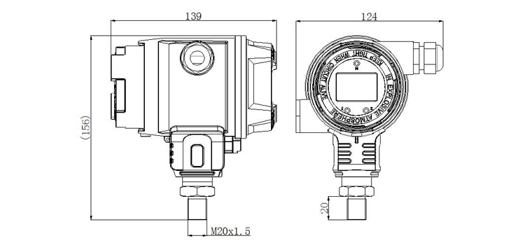 擴(kuò)散硅變送器產(chǎn)品外形尺寸